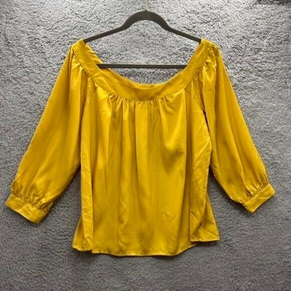 Maeve Small Yellow Blouse Flowy Silky Work Evening Party Feminine EUC - Picture 1 of 10